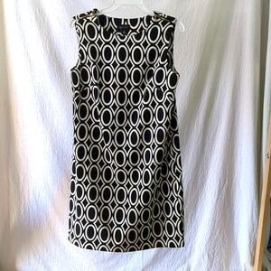 AB Studio Black and White Geometric Sleeveless Sheath Dress Size 10